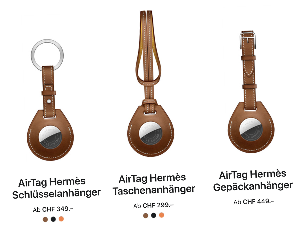 AirTag Hermès – Schlüsselanhänger kostet 349 Franken.
https://www.apple.com/ch-de/shop/select-airtag-hermes