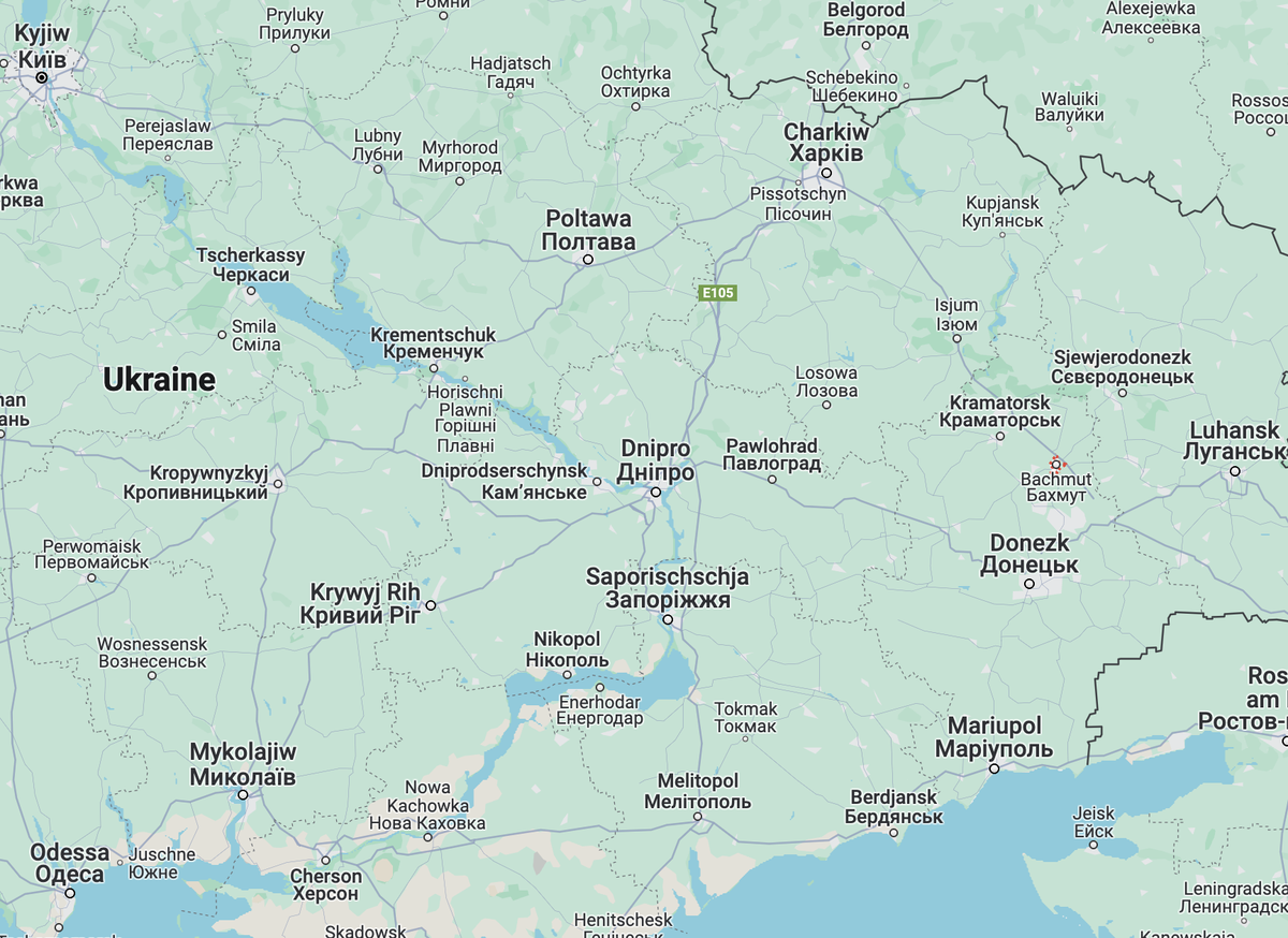 Überblick von Kiew (oben links) bis zum besonders umkämpften Gebiet in der Ostukraine.