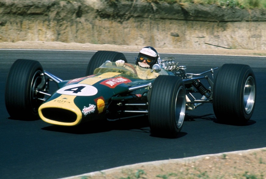 Jim Clark GBR Lotus Cosworth 49. He would win the race but would be killed in an F2 race at Hockenheim before the next round of the championship...Formula One World Championship, WM, Weltmeisterschaft ...