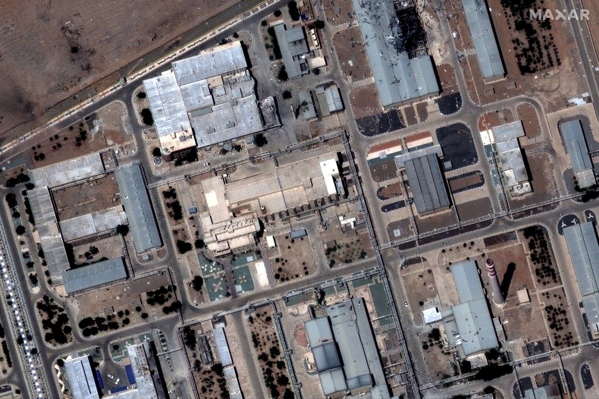 This satellite image provided by Maxar Technologies shows a close view of the Isfahan nuclear technology in Iran before U.S. strikes, Monday, June 16, 2025. (Maxar Technologies via AP)
Iran Mideast Wa ...