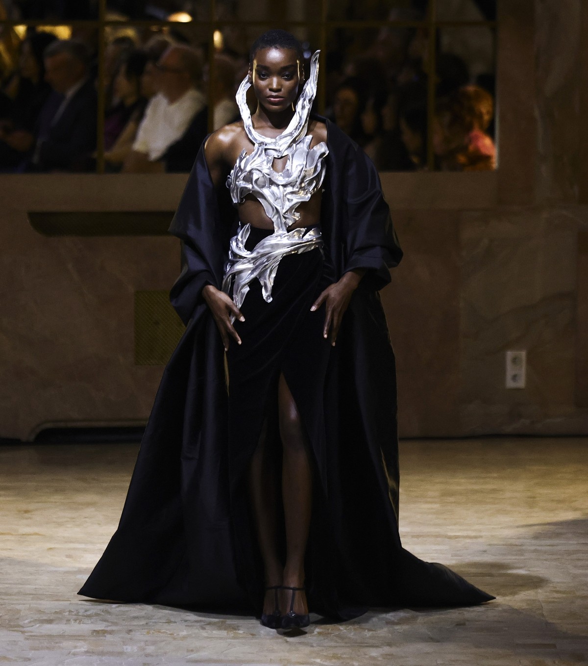 epa12225588 A model presents a creation from the Haute Couture Autumn/Winter 2025/2026 collection by Lebanese designer Robert Adi Nader during Paris Fashion Week, in Paris, France, 08 July 2025. The p ...