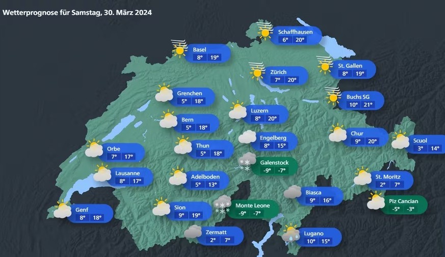 So soll das Wetter am Karsamstag in der Schweiz werden.