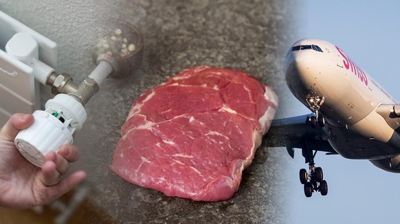 Nachhaltigkeit: Heizen, Fleisch oder Fliegen? Das verursacht am meisten CO2-Emissionen.