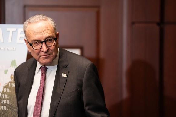epa12538128 Sen. Chuck Schumer (D-N.Y.) attends a press conference regarding new SNAP legislation at the US Capitol in Washington, DC, USA, 20 November 2025. EPA/ALLISON ROBBERT