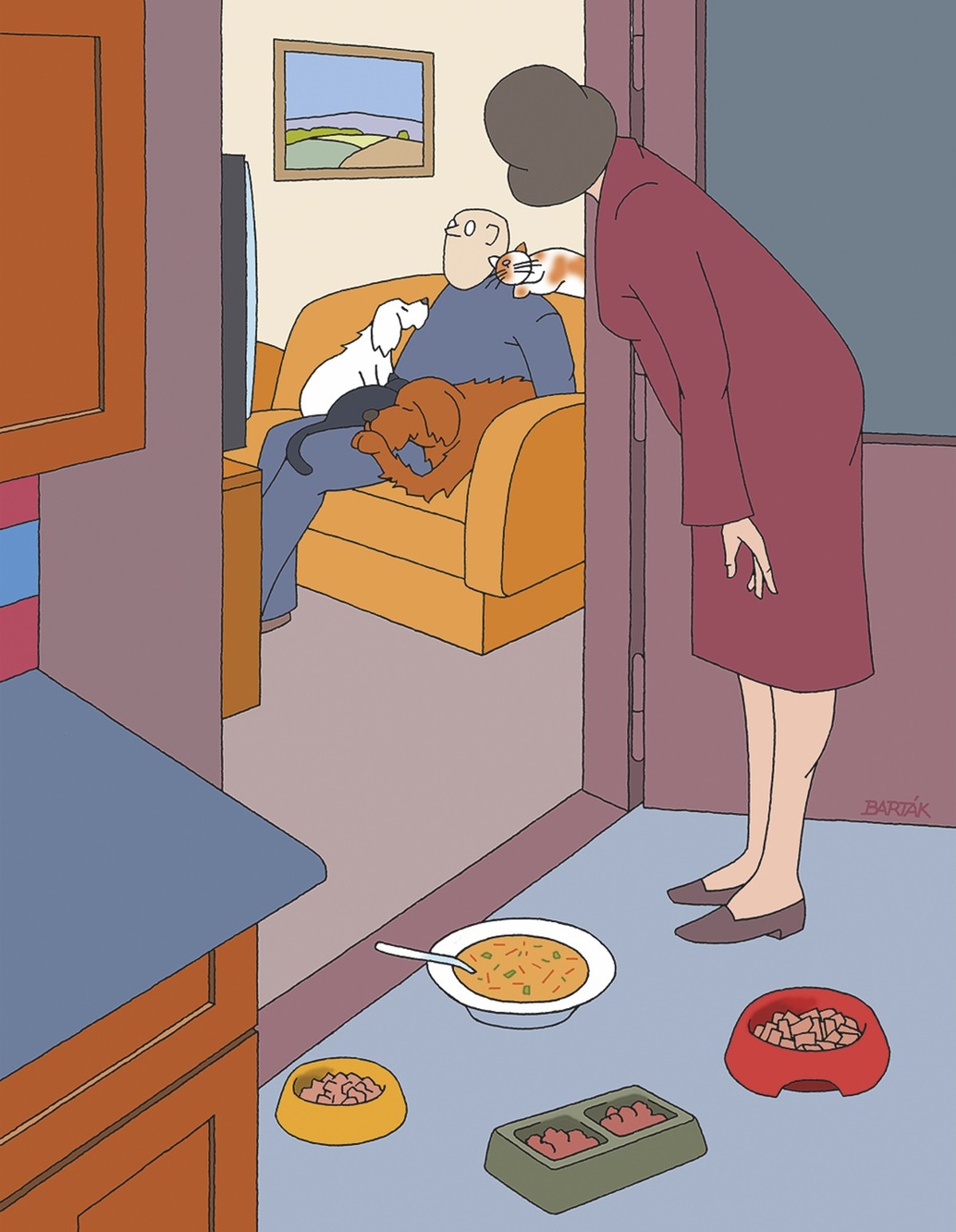 Katzen Cartoons Nebelspalter. Copyright: Miroslav Barták/Nebelspalter