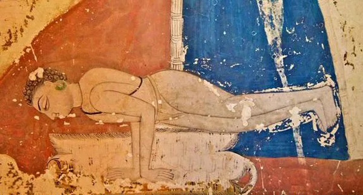 Wandmalerei der Pfauenhaltung (Mayurasana) im Mahamandir-Tempel in indischen Jodhpur, um 1810.
https://commons.wikimedia.org/wiki/File:Nath_yogi_in_Mayurasana_peacock_pose.jpg