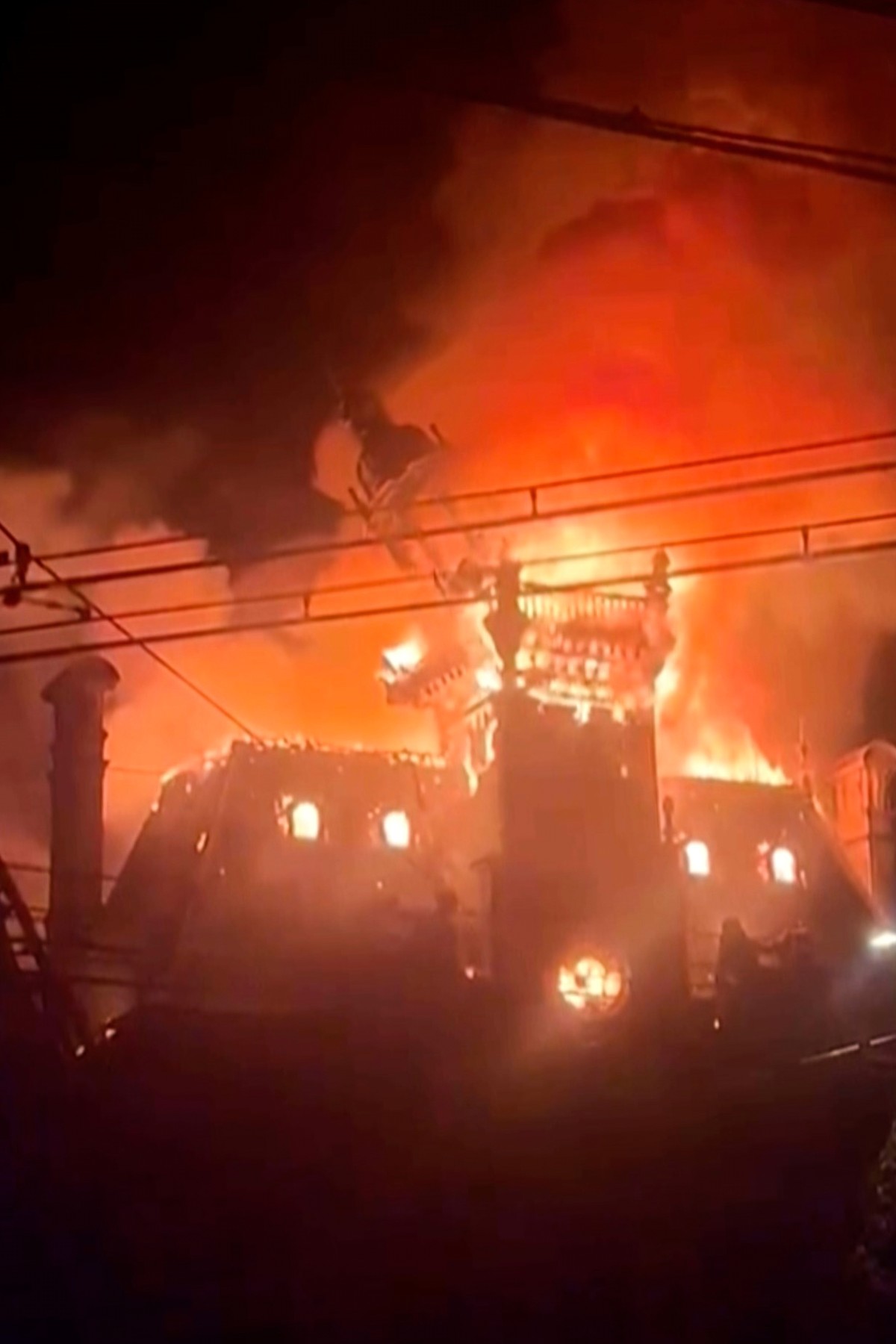 In this image taken from Lucas Destrem's video, flames engulf the 19-century City Hall in Limoges, central France, on Saturday, Oct. 17, 2026. (Lucas Destrem via AP)
France Protests