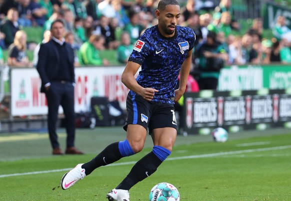 epa08680977 Hertha's Matheus Cunha in action during the German Bundesliga soccer match between SV Werder Bremen and Hertha BSC Berlin in Bremen, Germany, 19 September 2020. EPA/FOCKE STRANGMANN C ...