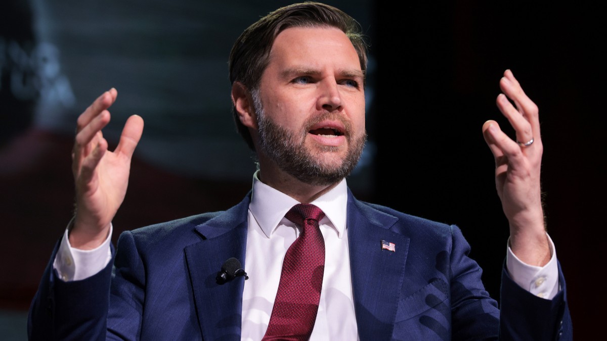 Vice President JD Vance speaks during a Turning Point USA event at Akins Ford Arena at the Classic Center in Athens, Ga., Tuesday, April 14, 2026. (Chip Somodevilla/Pool via AP)
Vance Turning Point