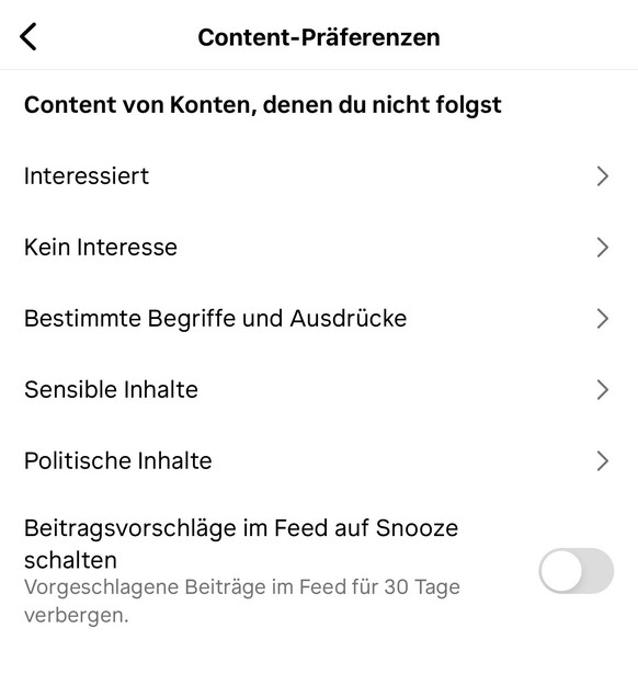 Instagram Einstellungen