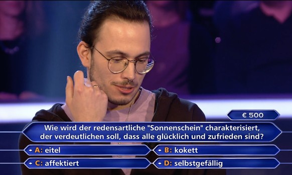 Wer wird Millionär mit Günther Jauch: Student weiss die 500-Euro-Frage nicht