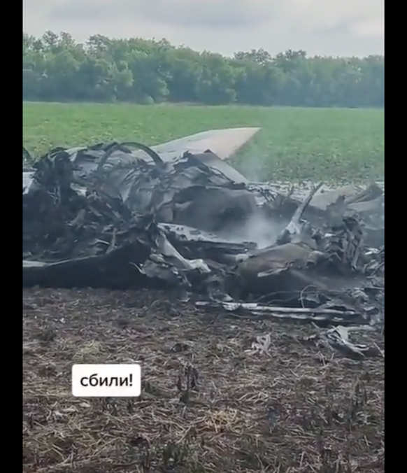 In einem Video, das am 18. Juli online gestellt wurde, ist das rauchende Wrack eines Kampfjets zu sehen.