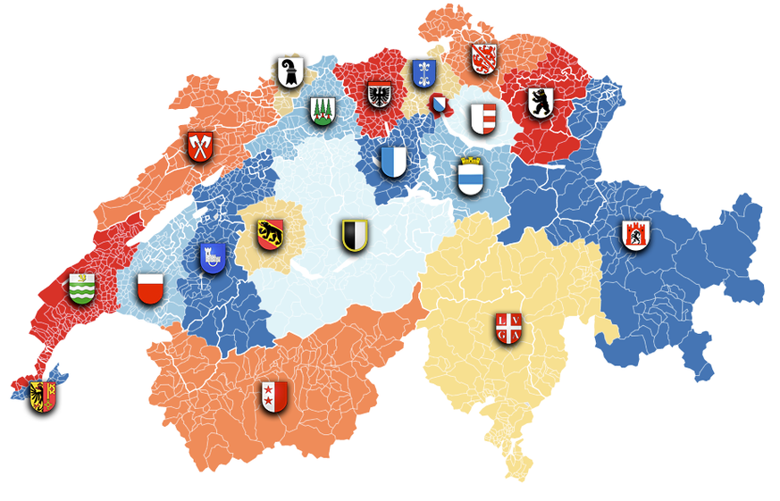 So hätte die Schweiz 20 Kantone mit gleich vielen Einwohnern. Sorry, Zürcher, wir mussten euer Wappen verkleinern.  