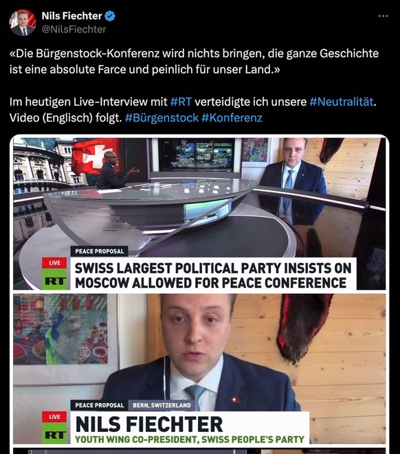 Tweet von Nils Fiechter, JSVP