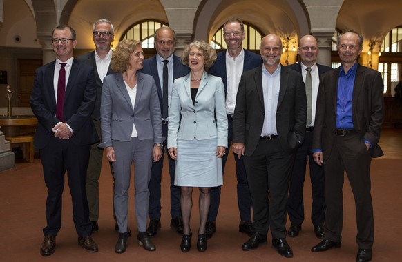 Raphael Golta, SP, Vorsteher Sozialdepartement, Andreas Hauri, glp, Vorsteher Gesundheits- und Umweltdepartement, Karin Rykart, Gruene, Vorsteherin Sicherheitsdepartement, Filippo Leutenegger, FDP, Vo ...