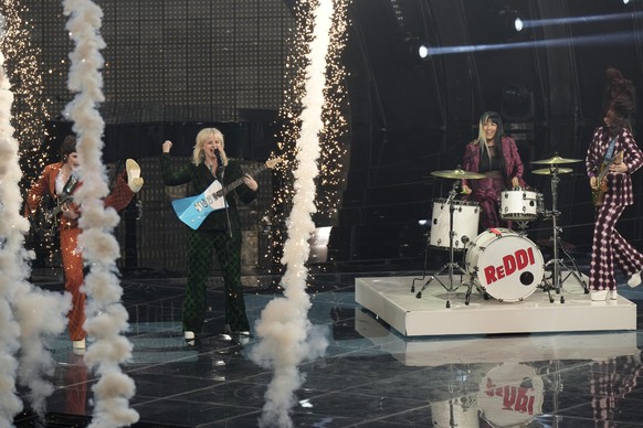 Reddi from Denmark singing The Show performs during rehearsals at the Eurovision Song Contest in Turin, Italy, Monday, May 9, 2022. (AP Photo/Luca Bruno)