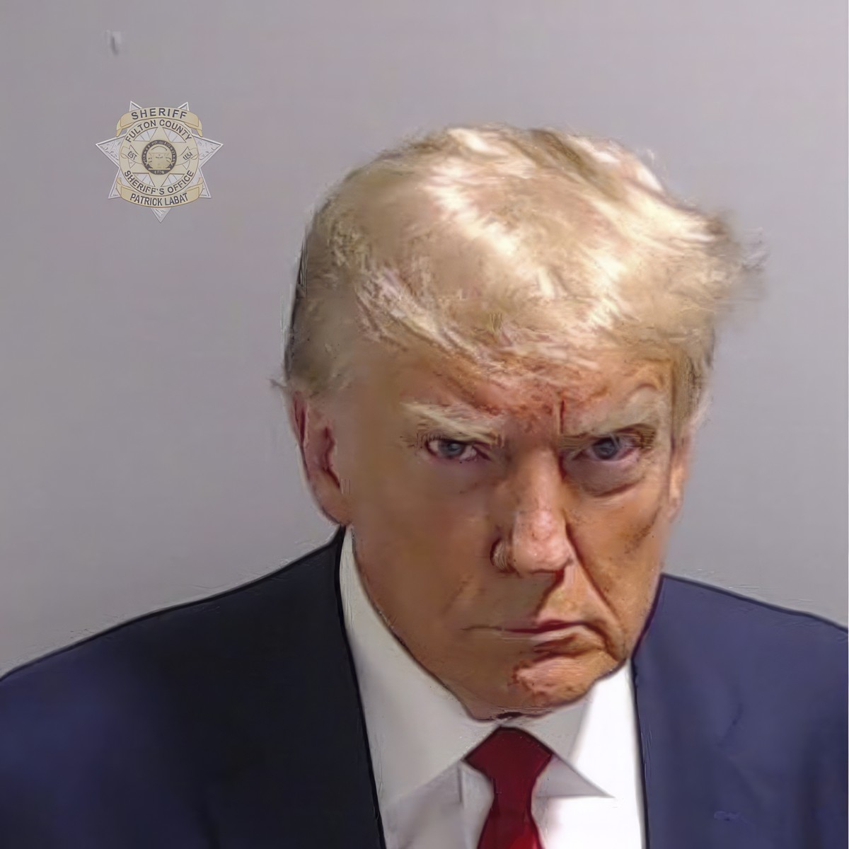 This booking photo provided by Fulton County Sheriff's Office, shows former President Donald Trump on Thursday, Aug. 24, 2023, after he surrendered and was booked at the Fulton County Jail in Atl ...