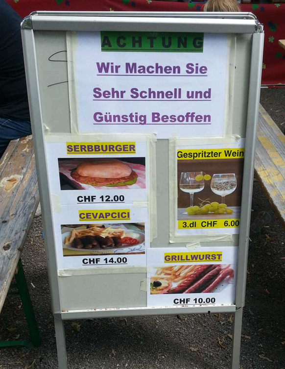 German humour: funny sign