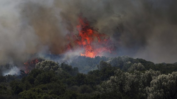 A fire rages across a forest area in Cesme, near Izmir, Turkey, Thursday, July 3, 2025. (Cengiz Malgir/Dia Photo via AP)
Turkey Wildfire