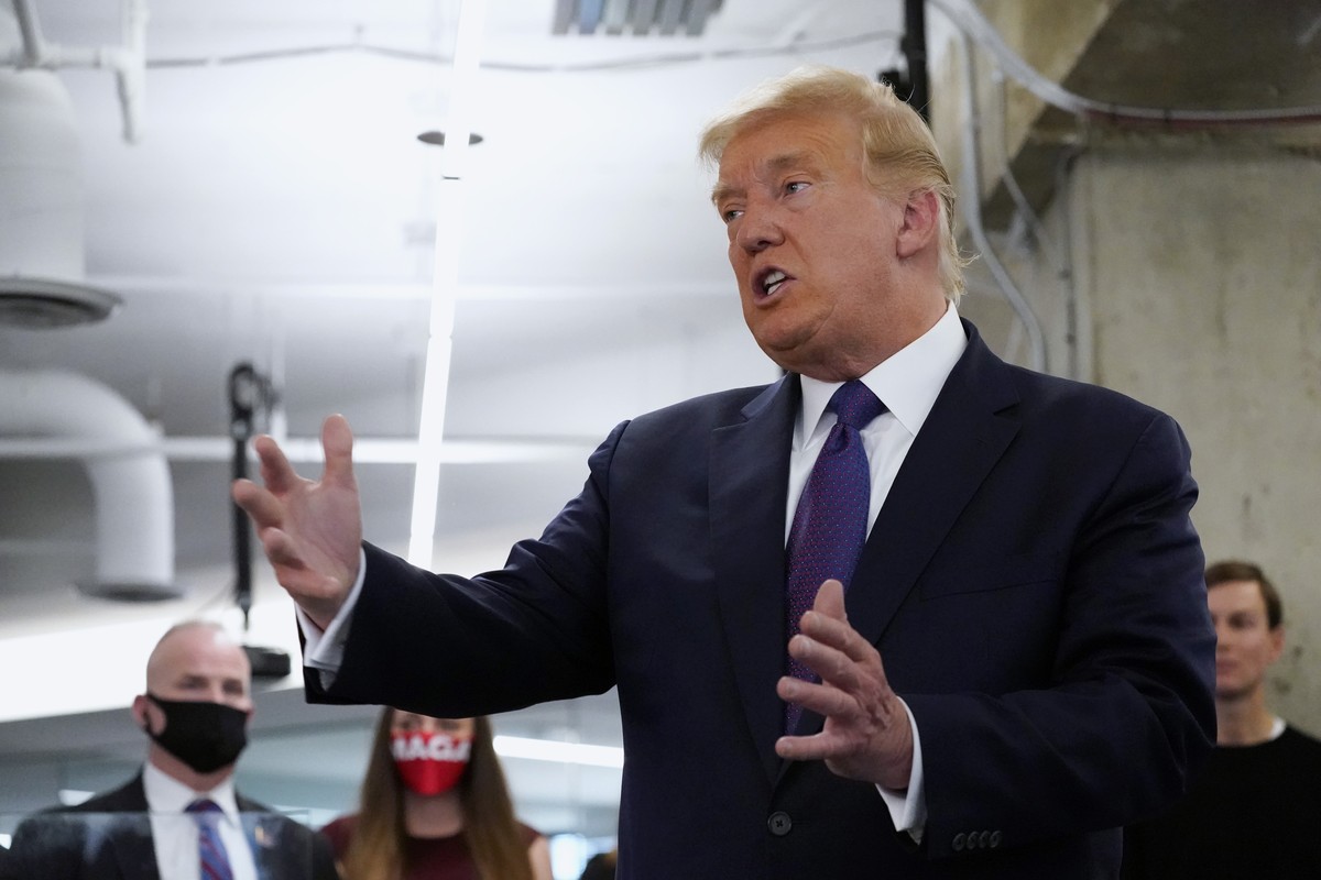 FILE - President Donald Trump speaks at the Trump campaign headquarters on Election Day, Nov. 3, 2020, in Arlington, Va. Former President Donald Trump sought to "defraud the United States" b ...
