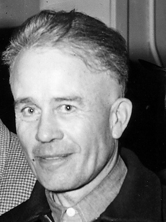 Ed Gein, als er 1957 in Plainfield verhaftet wurde. Er starb mit 77 in der psychiatrischen Anstalt&nbsp;<em>Central State Hospital.</em>