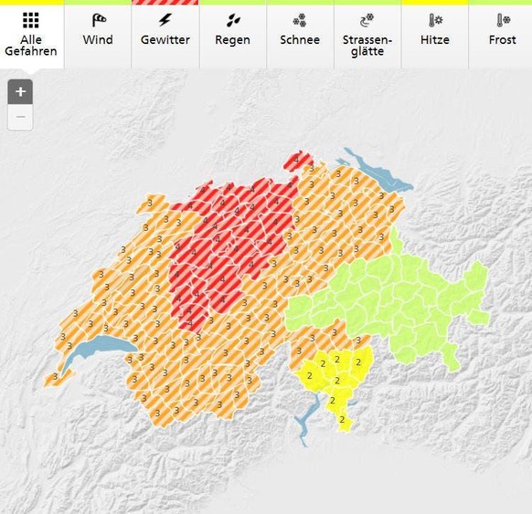 So warnt Meteoschweiz am Sonntag auf seiner Internetseite vor Unwettern am Match-Tag der Schweizer Nati.