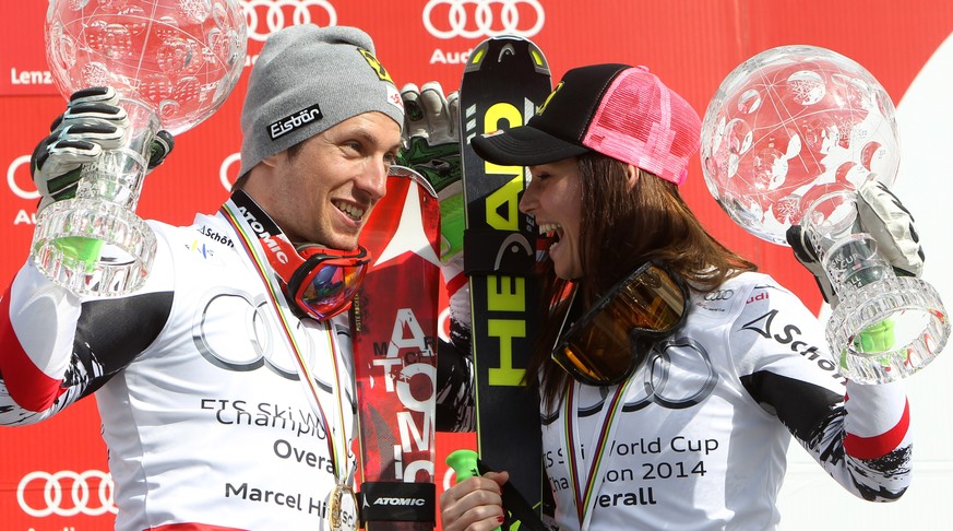 Wiederholen sie ihren Vorjahres-Triumph? Die Gesamtweltcupsieger 2013/14, Marcel Hirscher und Anna Fenninger.