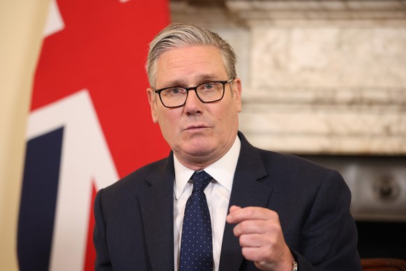 British Prime Minister Keir Starmer speaks during a meeting following Wednesday's stabbing of two Jewish men in the Golders Green neighborhood in north London, Thursday, April 30, 2026. (Dan Kitw ...