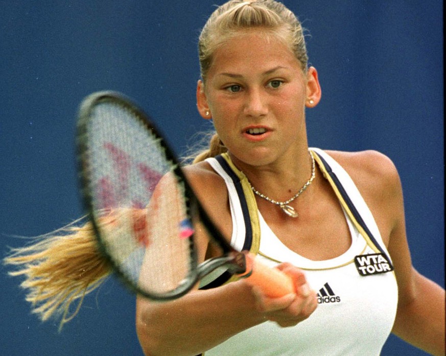 Anna Kournikova of Russia in action against Jill Craybas of the United State in the first round at the Australian Open Tennis Championships in Melbourne, Australia, Tuesday, January 19, 1999.(AP Photo ...