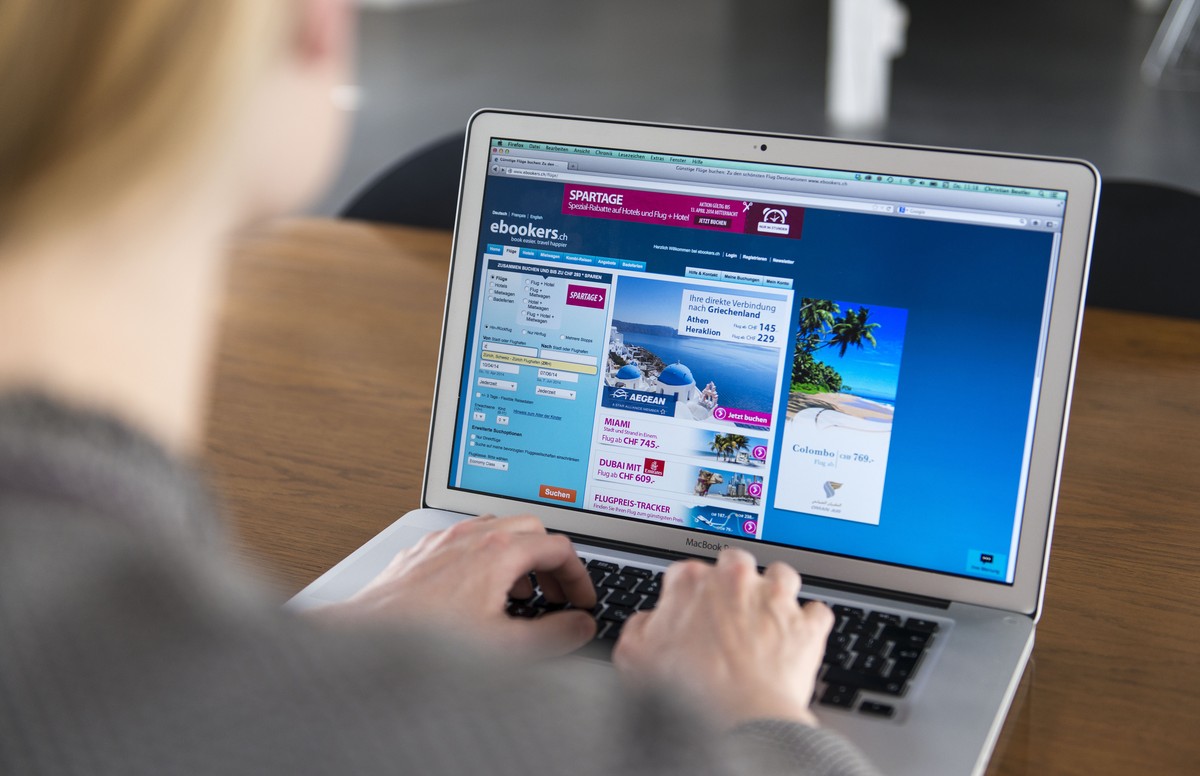 ZUM THEMA INTERNET STELLEN WIR IHNEN HEUTE DIESES NEUE BILDMATERIAL ZUR VERFUEGUNG --- Auf der Internetseite von ebookers, aufgenommen am 14. April 2014 in Zuerich. (KEYSTONE/Christian Beutler) *** NO ...