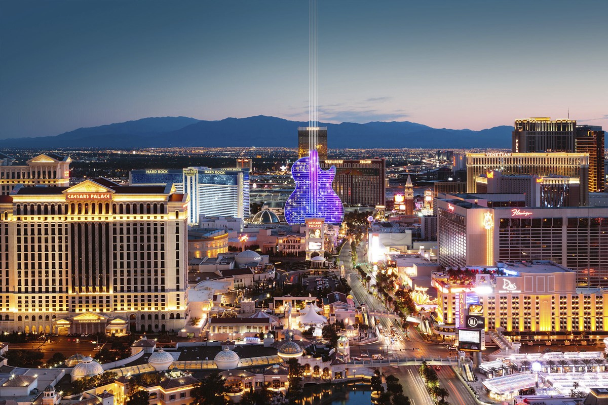 In this photo released by the Hard Rock International a graphic rendering shows Hard Rock Hotel &amp; Casino's plans to build an iconic Guitar-shaped Hotel which will be located on the famous Las ...