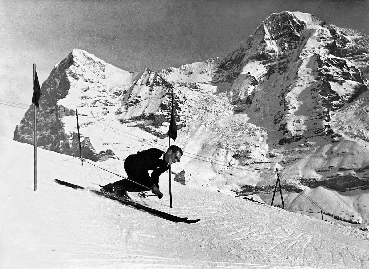 Bildnummer: 01382114 Datum: 21.01.1942 Copyright: imago/Ulmer
Heinz von Allmen (Schweiz) - PUBLISHING RIGHTS FOR GERMAN MEDIA ONLY; quer, Berg, Berge, Gebirge Weltcup 1941/1942, Welt-Cup, Worldcup, W ...