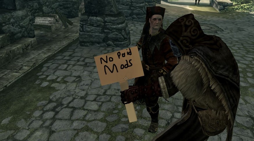 Der «Skyrim»-Mod «Protest sign: No paying for mods» steht derzeit hoch im Kurs.&nbsp;