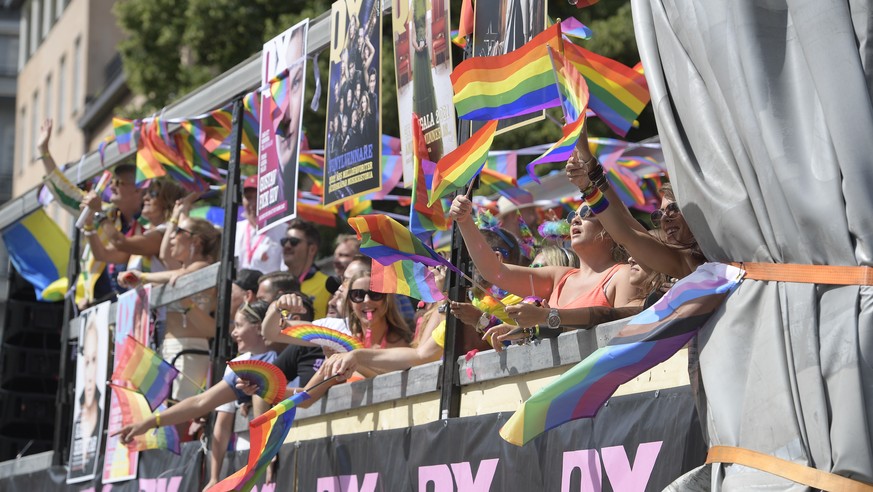 Participants gather for this year&#039;s Pride Parade in Stockholm, Saturday, Aug. 6, 2022. (Maja Suslin/TT News Agency via AP)