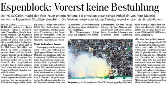 2009: St.Gallen droht mit Sitzplätzen im gesamten Stadion.