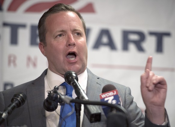 Virginia gubernatorial candidate Corey Stewart speaks at his primary election watch party in Woodbridge, Va., Tuesday, June 13, 2017. Ed Gillespie&#039;s narrow victory against former Trump state camp ...