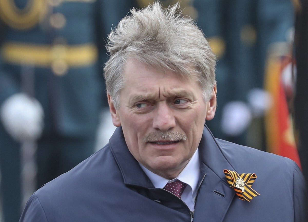 epa09935519 Kremlin spokesman Dmitry Peskov during the Victory Day military parade on the Red Square in Moscow, Russia, 09 May 2022. Russia marks Victory Day, Nazi Germany's unconditional surrend ...
