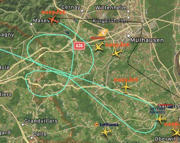 Uwe fegt über die Schweiz: Frühlingswetter dahin ++ Chaos an Flughäfen in Zürich und Basel
Dank Uwe mussten die Flugzeuge im Anflug auf Basel dieses nicht ganz jugendfreie Holding Pattern fliegen