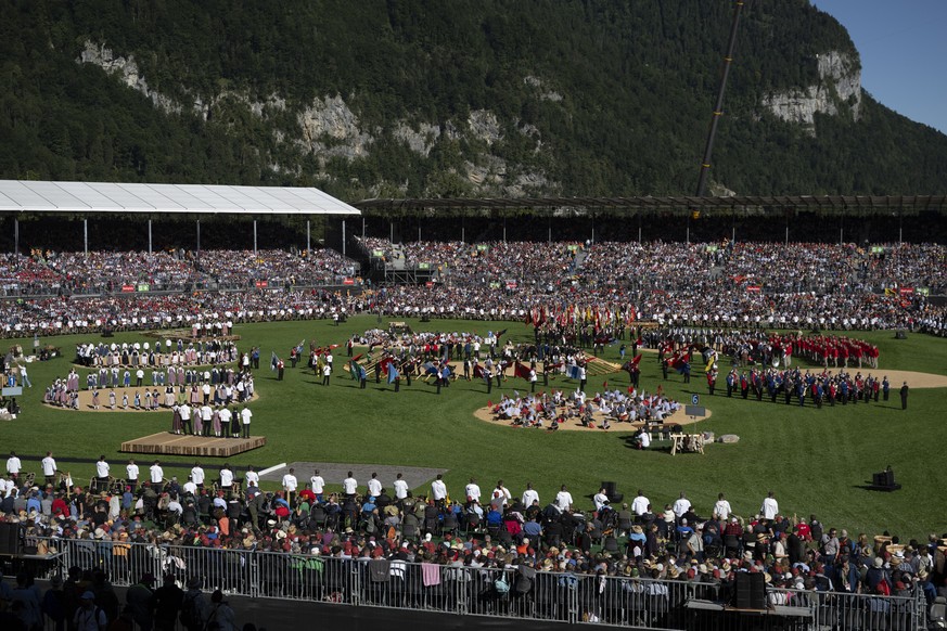 Festakt am Eidgenoessischen Schwing- und Aelplerfest 2025 Glarnerland (ESAF), am Sonntag, 31. August 2025, in Mollis. (KEYSTONE/Gian Ehrenzeller)