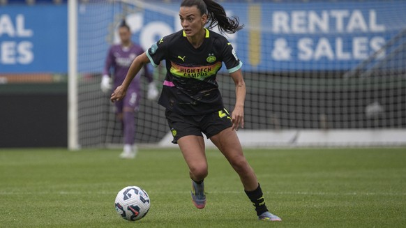 Sittard, The Netherlands, May 03, 2025: Riola Xhemaili 27 PSV Vrouwen controls the ball action during the Azerion Vrouwen Eredivisie game between Fortuna Sittard and PSV at the Fortuna Sittard Stadion ...