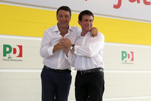 Gemeinsam gegen Deutschland: Der italienische Premierminister Matteo Renzi (links) und sein französischer Amtskollege Manuel Valls (rechts).
