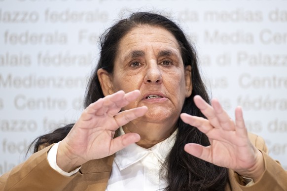 Jacqueline Badran, Vorstandsmitglied Mieterinnen- und Mieterverband Schweiz (MVS) und Nationalraetin (SP/ZH) spricht waehrend einer Medienkonferenz des Komitees 2 x NEIN zur Schwaechung des Mieterschu ...