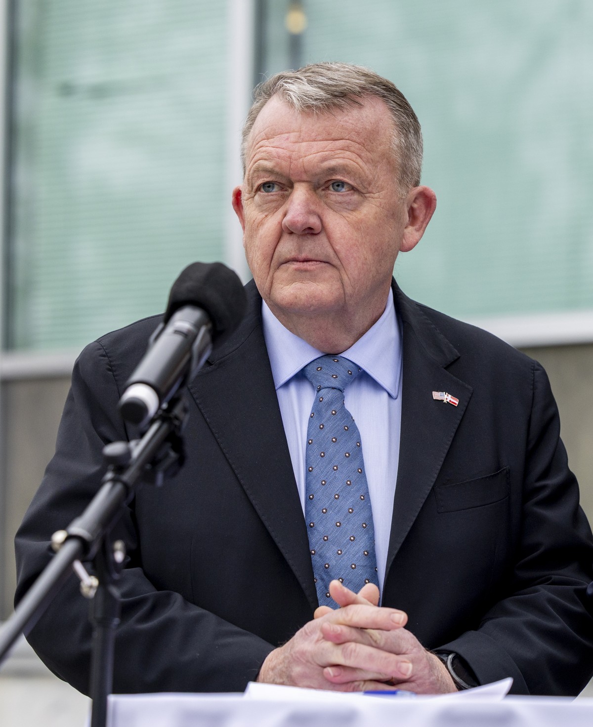 KEYPIX - epa12649447 Danish Foreign Minister Lars Lokke Rasmussen (L) and Greenland's Foreign Minister Vivian Motzfeldt deliver remarks to the news media following their meeting with US Vice Pres ...