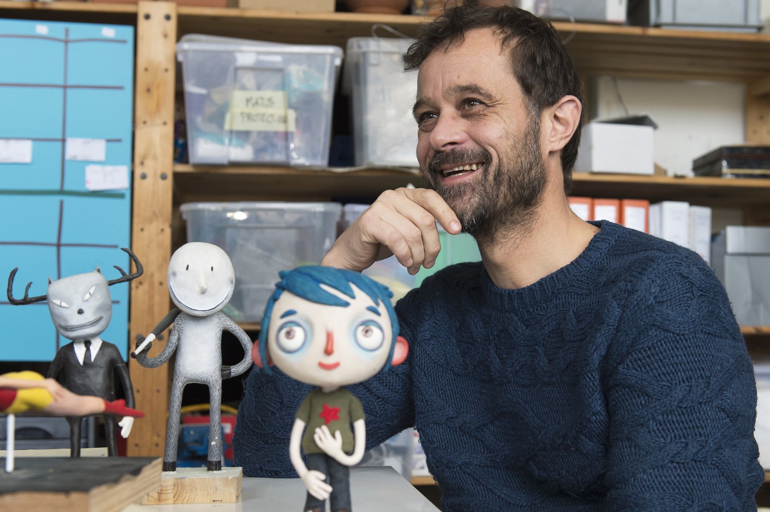 Portrait du realisateur suisse, Claude Barras, pris ce lundi 13 fevrier 2017 dans les studios Helium Films a Lausanne. L&#039;oeuvre de Claude Barras, &quot;Ma Vie de Courgette&quot; (2016) est nomine ...