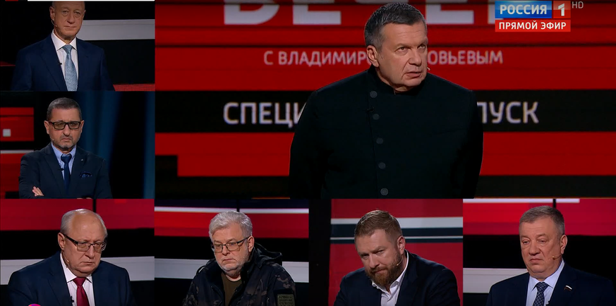 Auch in der kremlnahen Talkshow «Abend mit Wladimir Solowjew» werden kritische Äusserungen zum Krieg zugelassen.