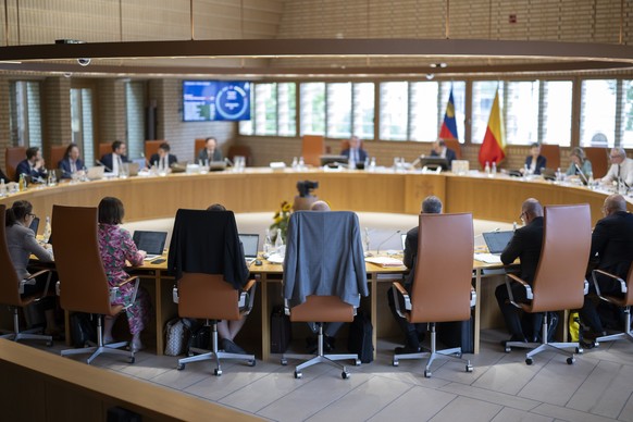 KEYPIX - Blick in den Landtagssaal, am Mittwoch, 2. September 2026, in Vaduz, Liechtenstein. Der Landtag, das Landesparlament, behandelt in dieser Sitzung unter anderem die Volksinitative Fristenloesu ...