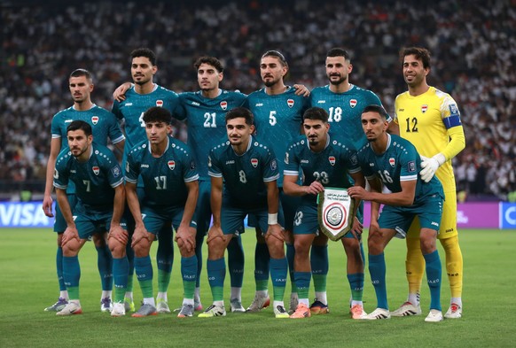 epa13012577 (FILE) - The starting eleven of Iraq pose for the team picture before the FIFA World Cup 26 AFC qualifier play-off 2nd leg between Iraq and the United Arab Emirates in Basra, Iraq, 18 Nove ...
