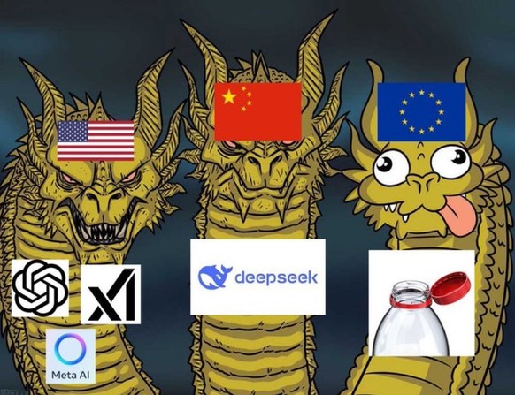 Dieses Meme ist nur korrekt, wenn man ausschliesslich grosse KI-Sprachmodelle betrachtet, was zu kurz gedacht ist.