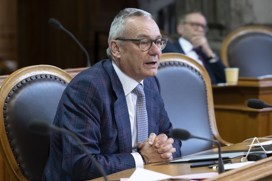 Ruedi Noser, FDP-ZH, spricht waehrend der Fruehlingssession der Eidgenoessischen Raete, am Donnerstag, 16. Maerz 2023 im Staenderat in Bern. (KEYSTONE/Anthony Anex)