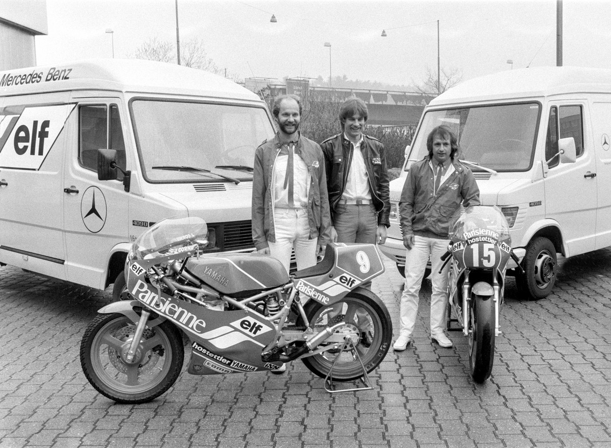 Bruno Lüscher (mitte) holte 1983 dank einem ähnlichen Poker wie Aegerter die einzigen WM-Punkte seiner Karriere.